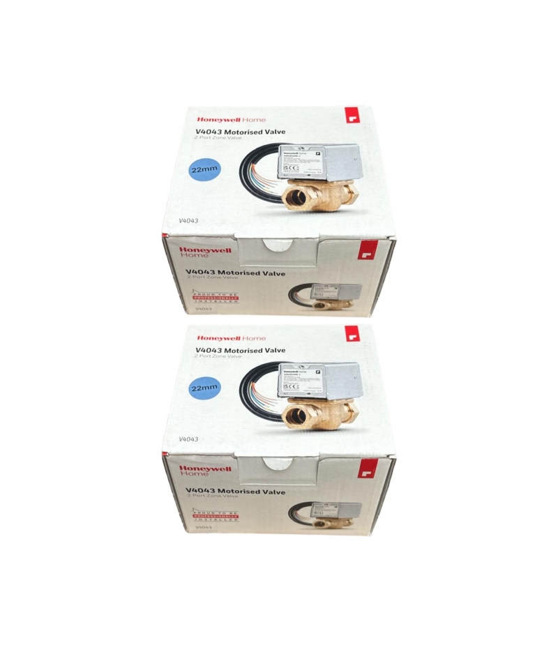 2 x honeywell v4043h 1056/u – 2 port motorised zone valve 22mm v4043h1056/u in original branded box (twin pack)