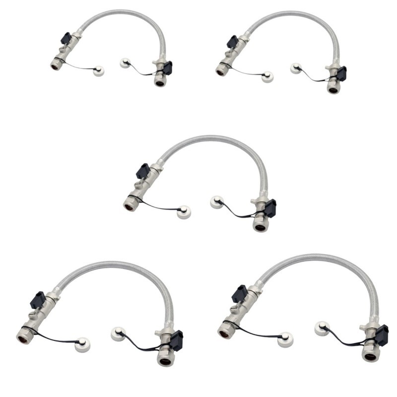 5 x straight 15mm filling loop with check valve and two stop valves (five pack)