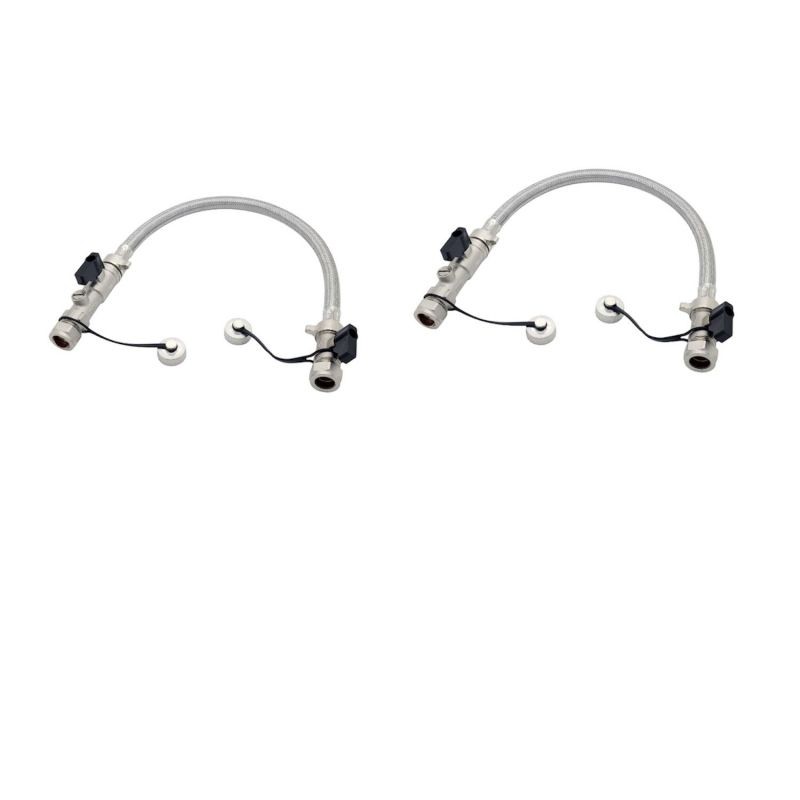 2 x straight 15mm filling loop with check valve and two stop valves (twin pack)