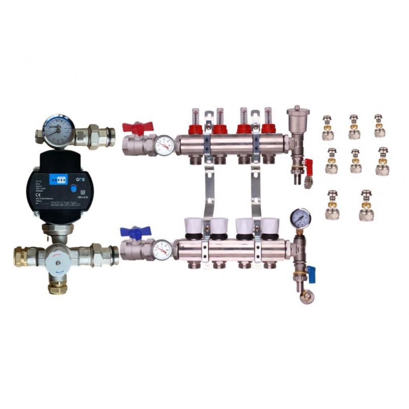 water underfloor heating manifold 4 port a rated ges pump kit