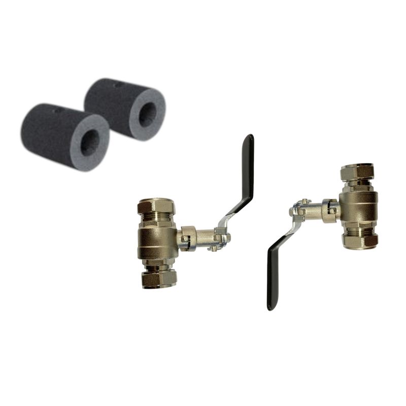 pre-insulated 1" female swivel x 1"male flat face extended lever ball valve pair