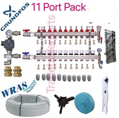 undefloor heating kit wet with pump and 11 port manifold