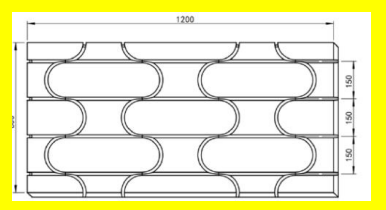 22mm routed structural chipboard 12mm pipe at 150mm centres