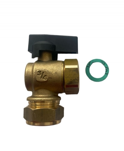 universal angled 90 degree isolation valve 22mm x 3/4" for all boilers