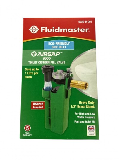 fluidmaster airgap delayed action, side entry float valve, 1/2" brass inlet