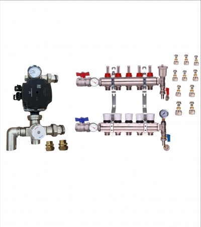 water underfloor heating manifold 5 port a rated grundfos pump kit