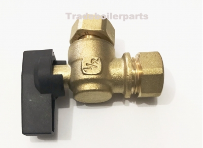 universal angled 90 degree isolation valve 15mm x 1/2" for boilers
